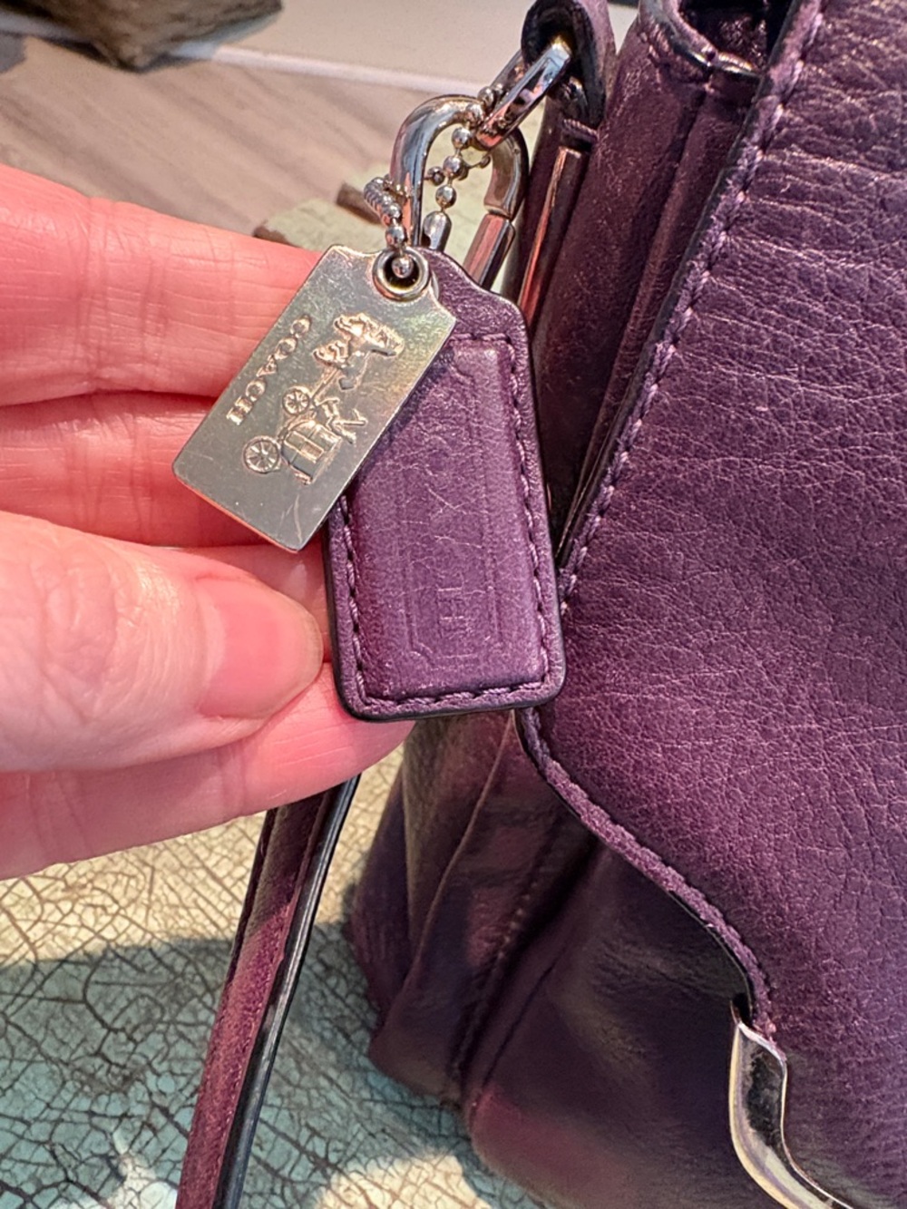 Coach Sadie Madison Satchel 26624 Eggplant Purple Leather Crossbody - Picture 4 of 9
